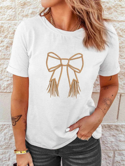 Bowknot Western Round Neck T Shirt Trendsi de3fa1d7bd2542d9b362585a3f3d95f4-Max-Origin