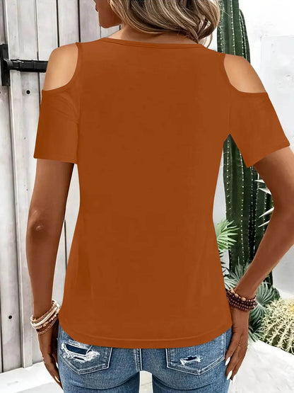 Cold Shoulder T-Shirt with Metal Ring Detail Trendsi de751468bfa74af4835b5ec656400d42-Max-Origin