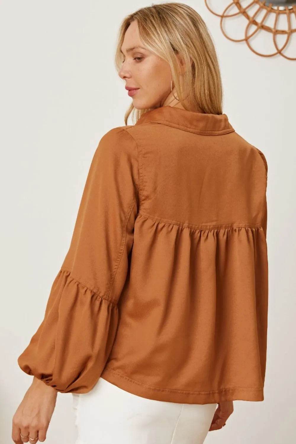 Balloon Sleeve Collared Neck Blouse Trendsi de7a60cc-2200-422c-a5e8-cad693e82248-Max
