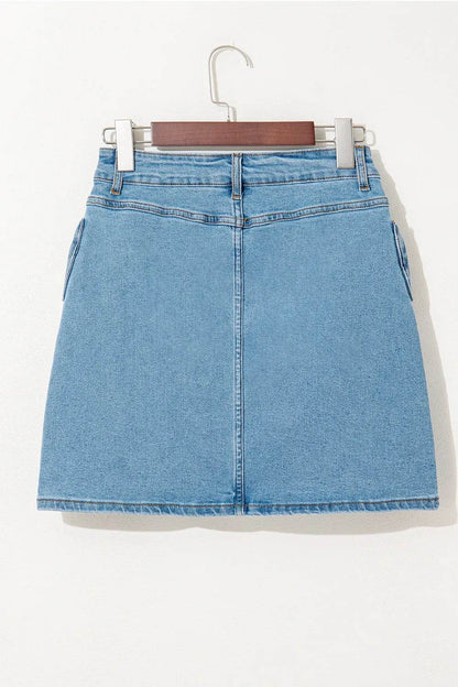 Acid Wash Bowknot Details High Waist Denim Skirt Trendsi de84680a-6a70-4d09-b179-1153cf507459-Max-Origin
