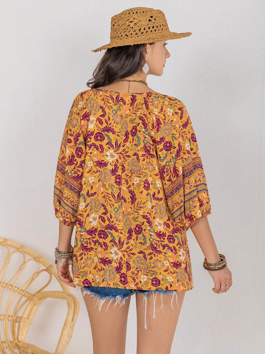 Printed Tie Neck Blouse Trendsi de8f63dd3e5642a8a3202390bea3a910-Max