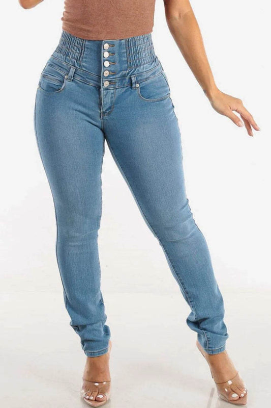 High Waist Buttoned Skinny Hip Lifting Jeans Light Trendsi de957d05-c869-45e9-8043-128f738b6744-Max
