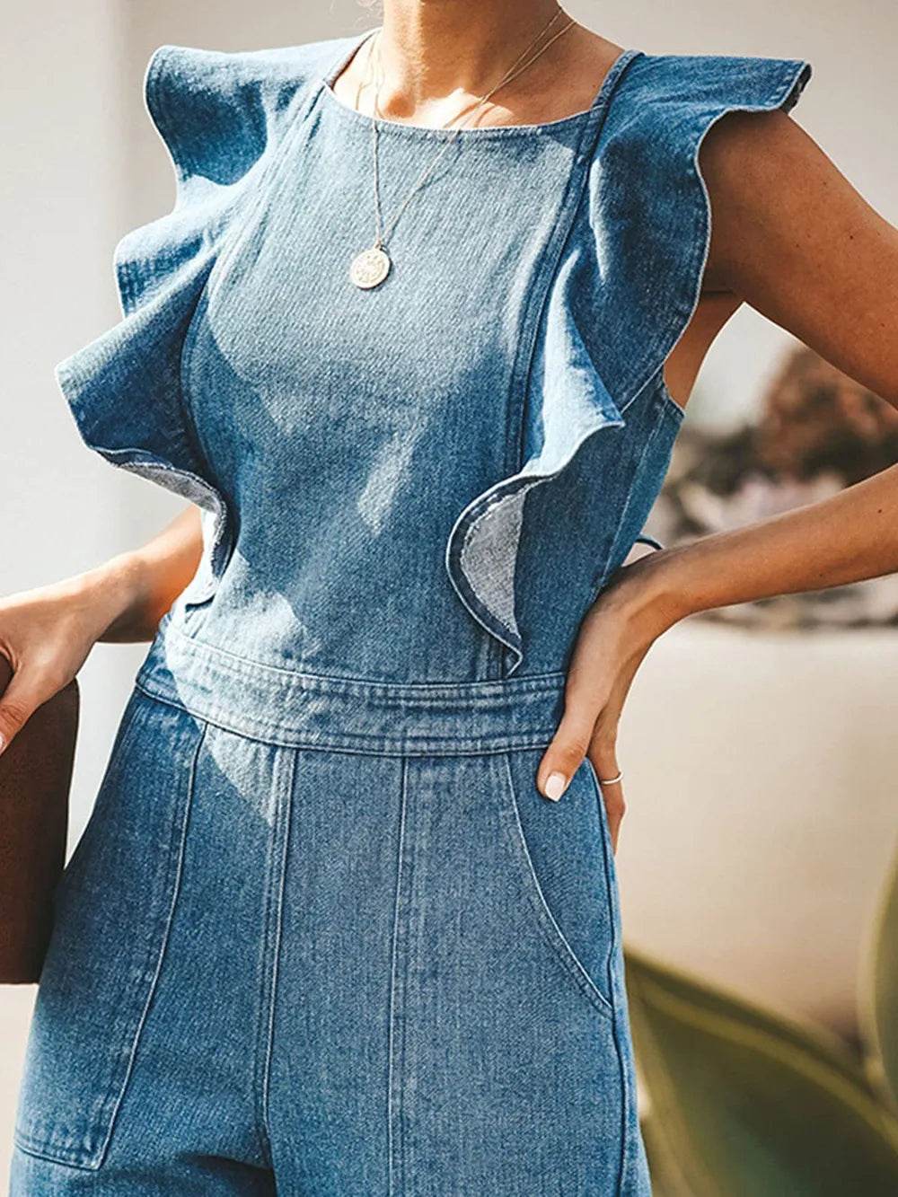 Ruffled Backless Sleeveless Denim Jumpsuit Trendsi dea3211d-79ff-4654-b113-d633eab1ba82-Max