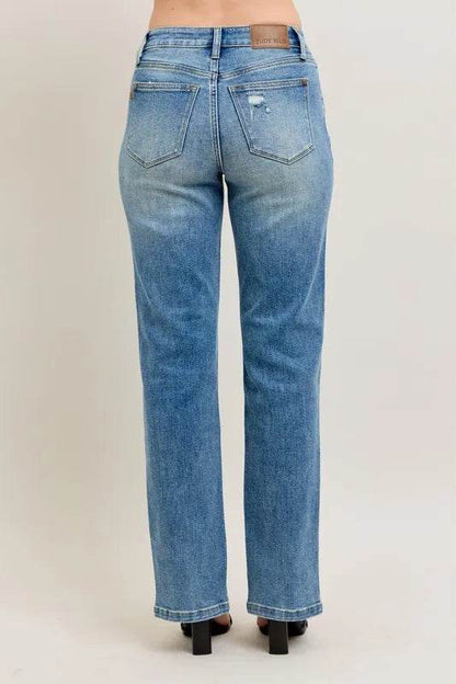 Judy Blue Full Size High Waist Vintage Wash Front Seam & Slit Straight Plus Size Trendsi debe4c7c7af94df693f22f813fb619e6-Max-Origin