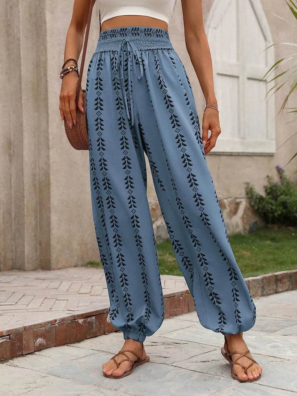 Tied Printed High Waist Pants Trendsi dec4e245-3e53-4bc1-9bb9-74ab3d40782e-Max
