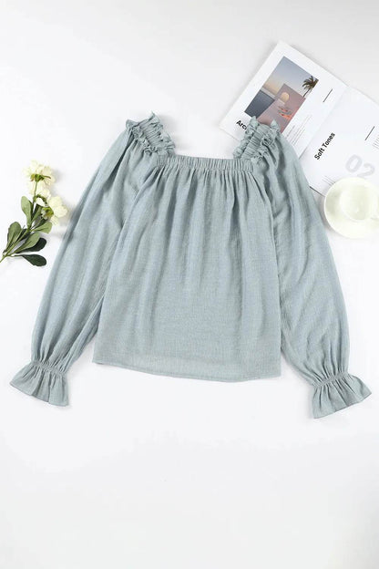 Frill Trim Flounce Sleeve Blouse Trendsi df924e70999b4729904eaa269d51087a-Max