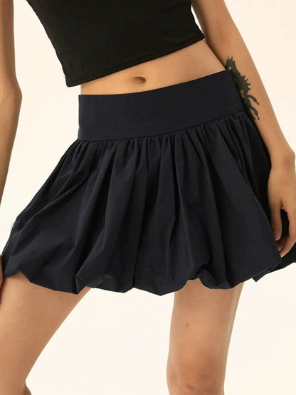 Ruched Bubble Hem Mini Skirt Black Trendsi dfbd4b6c-7b9a-495c-b897-526fdc70f200-Max-Origin