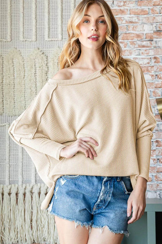 Reborn J Exposed Seam Lantern Sleeve Top CREAM Trendsi dfc53c05-45eb-4093-b518-46e62a7493c7-Max