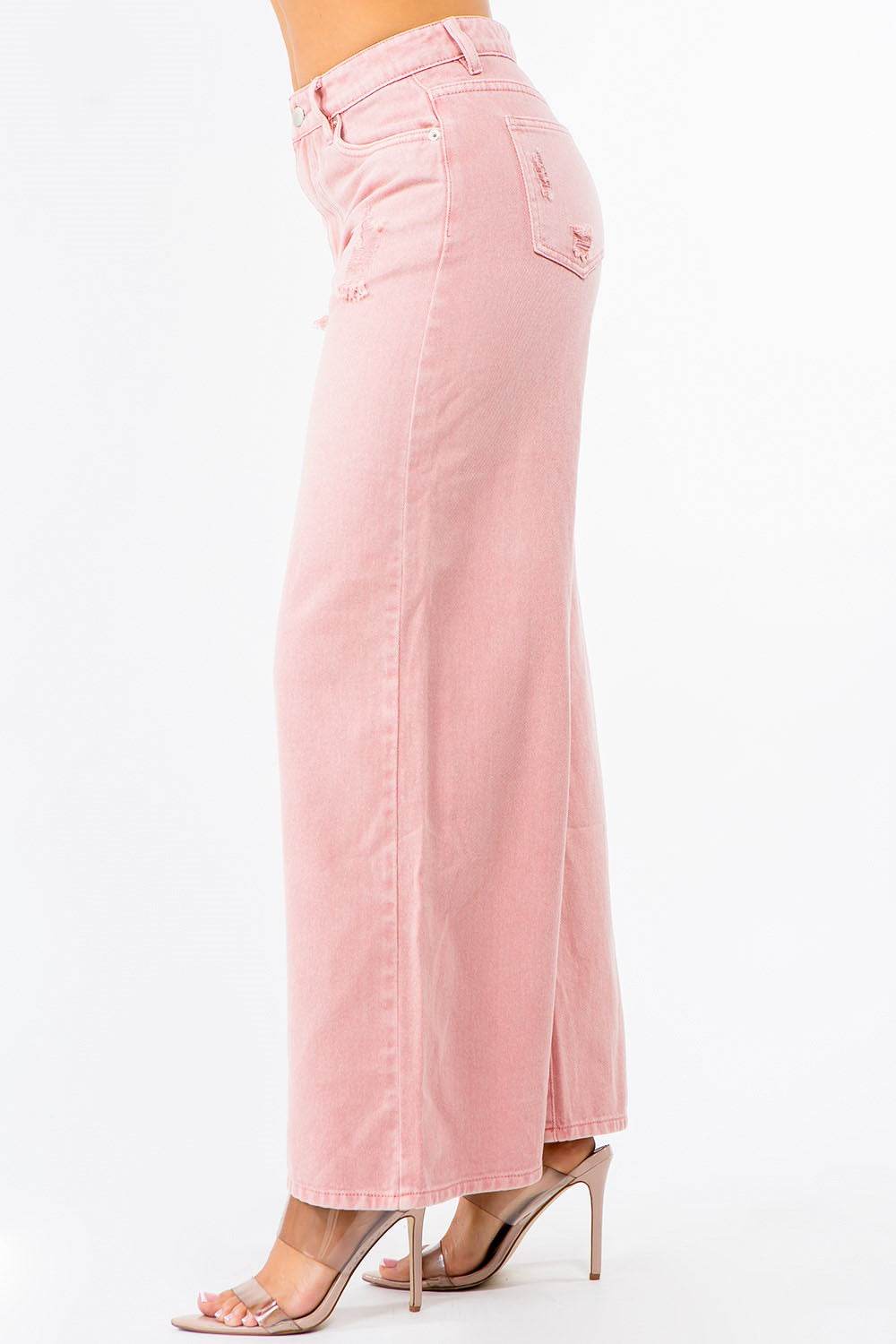 American Bazi High Waist Distressed Wide Leg Jeans Trendsi dfece92d-1d6d-491c-858c-ecee72513ac8-Max