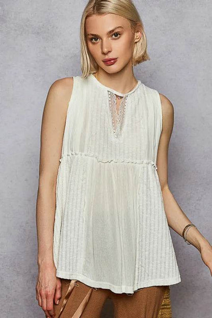 POL Lace Trim Round Neck Tank with Pintuck Detail White Trendsi dff5f192-70ba-4c81-a32d-84415b0e070e-Max-Origin
