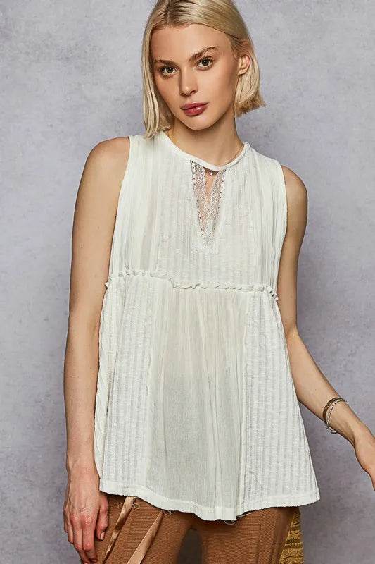POL Lace Trim Round Neck Tank with Pintuck Detail White Trendsi dff5f192-70ba-4c81-a32d-84415b0e070e-Max-Origin