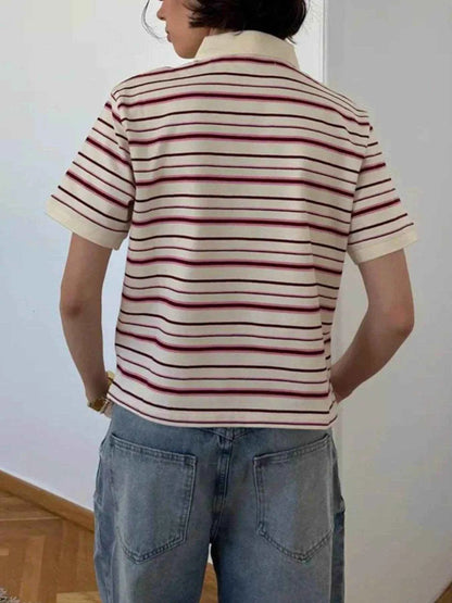 Striped Polo T-Shirt with Contrast Collar Trendsi e018d06c-901e-4706-91ac-e7e903f8e149-Max-Origin