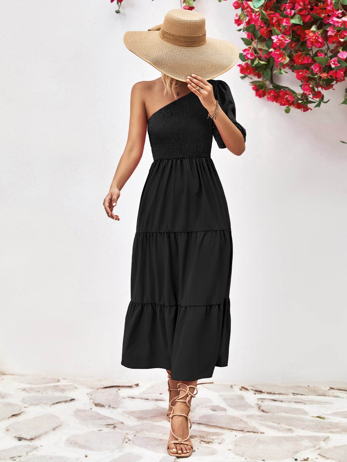Smocked One-Shoulder Midi Dress Trendsi e05d3ea7582e45d0b234a5b5e3c61670-Max