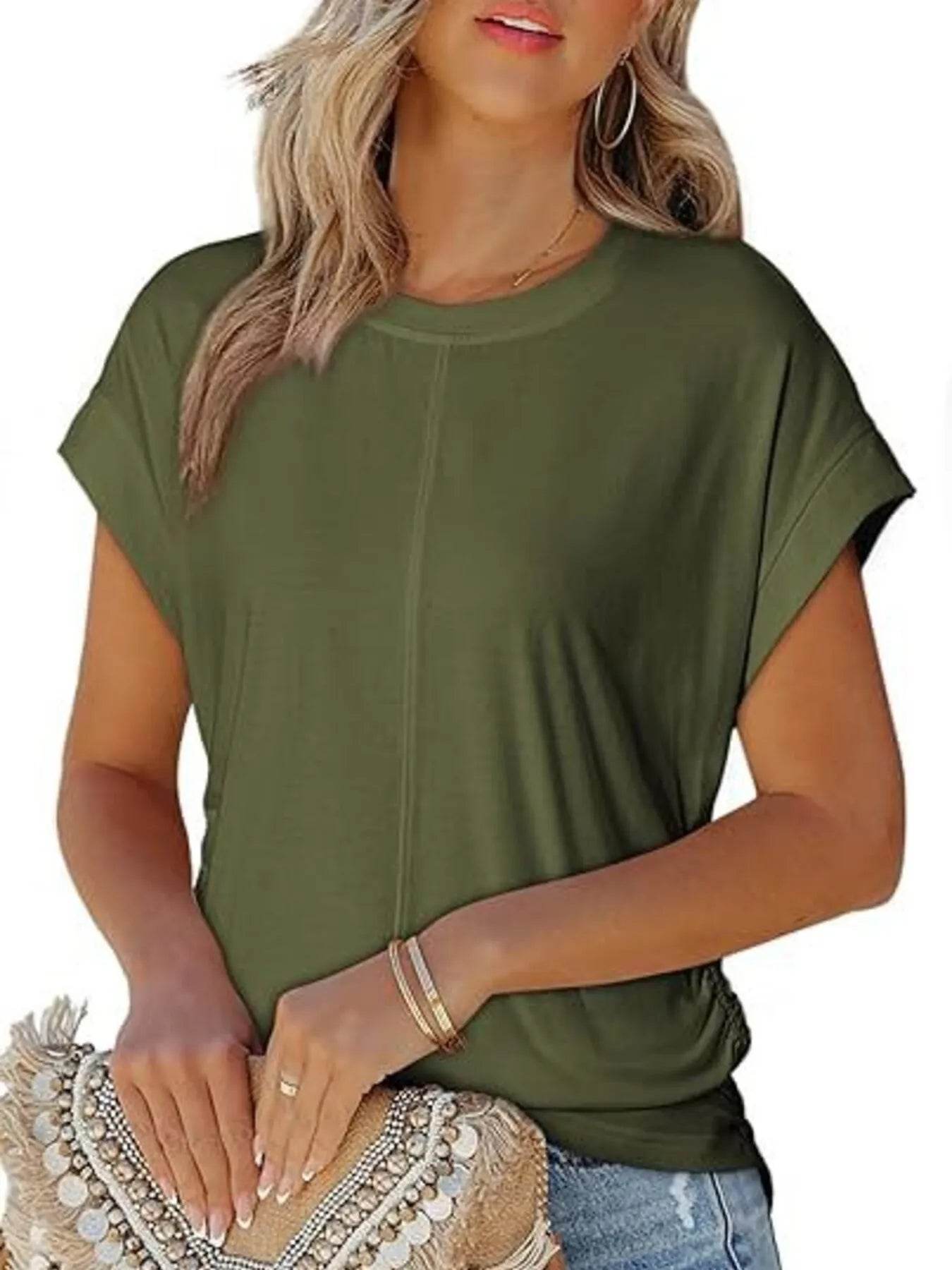 Round Neck Short Sleeve T-Shirt Military Green Trendsi e0977ec174a640768365f0b9749dde57-Max-Origin