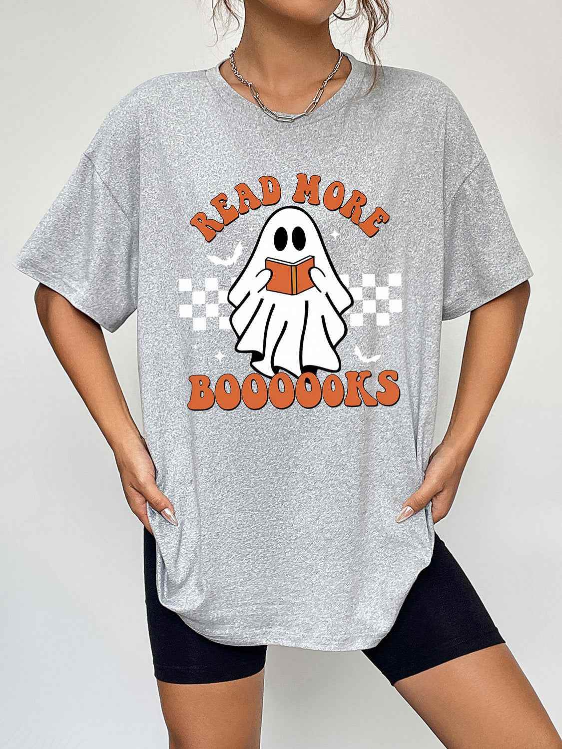 Round Neck Short Sleeve Ghost Graphic T-Shirt Trendsi e09a547864924d0489ac2a8cc1e003c0-Max