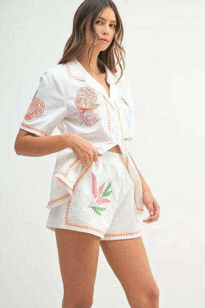 MABLE Embroidered Button Down Shirt and Shorts Set Trendsi e0c46ed596054511a235bab7321f4e95-Max-Origin