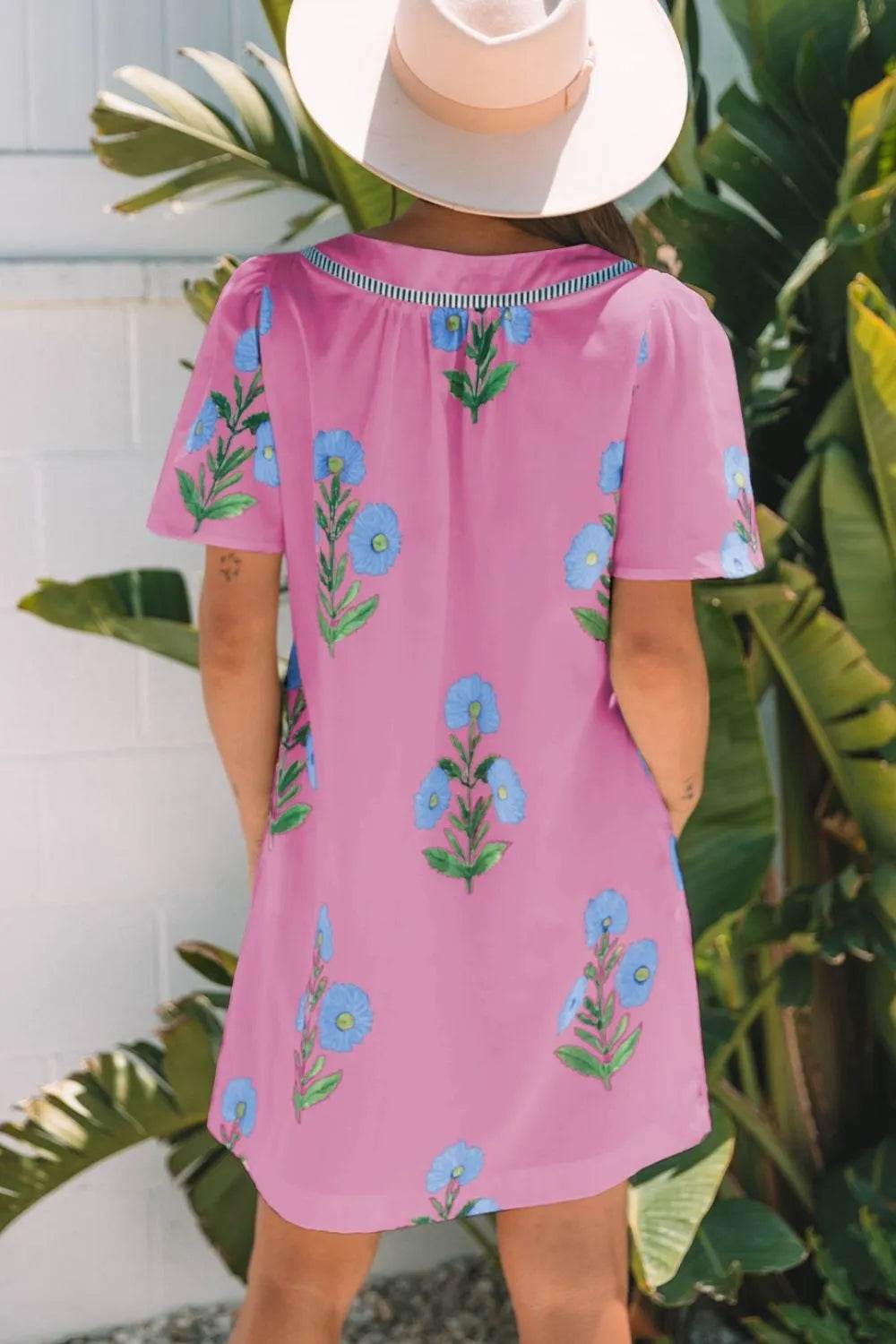 Floral Notched Summer Mini Dress with Striped Trim Trendsi e0f71b75-3954-4322-8a82-54b224488248-Max-Origin