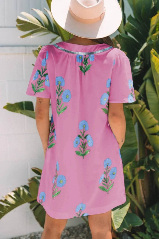 Floral Notched Summer Mini Dress with Striped Trim Trendsi e0f71b75-3954-4322-8a82-54b224488248-Max-Origin