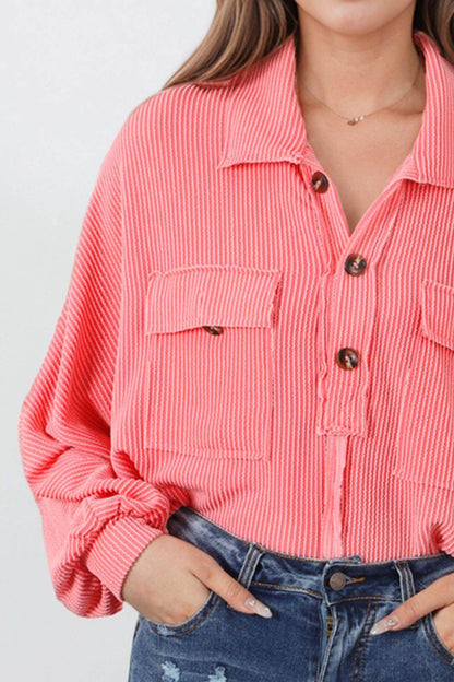 Buttoned Collared Neck Long Sleeve Top Trendsi e0fe82e70abd4159a825f157fddf2ffd-Max