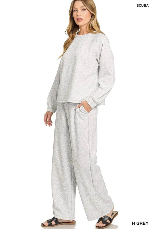 Zenana Scuba Crewneck Sweatshirt and Pants Set Trendsi e121b7b4fc4047cd938aacf88952d9be-Max-Origin