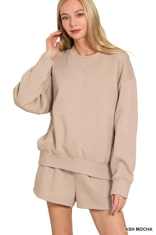 Zenana Fleece Long Sleeve Sweatshirts & Shorts Set Trendsi e128e36cb341426a973e1eea66cf2f4f-Max-Origin