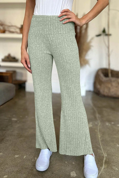FAM-FAM Ribbed High Waist Flare Pants Trendsi e1539f80-8bb1-4553-9138-33860e0bbcc5-Max