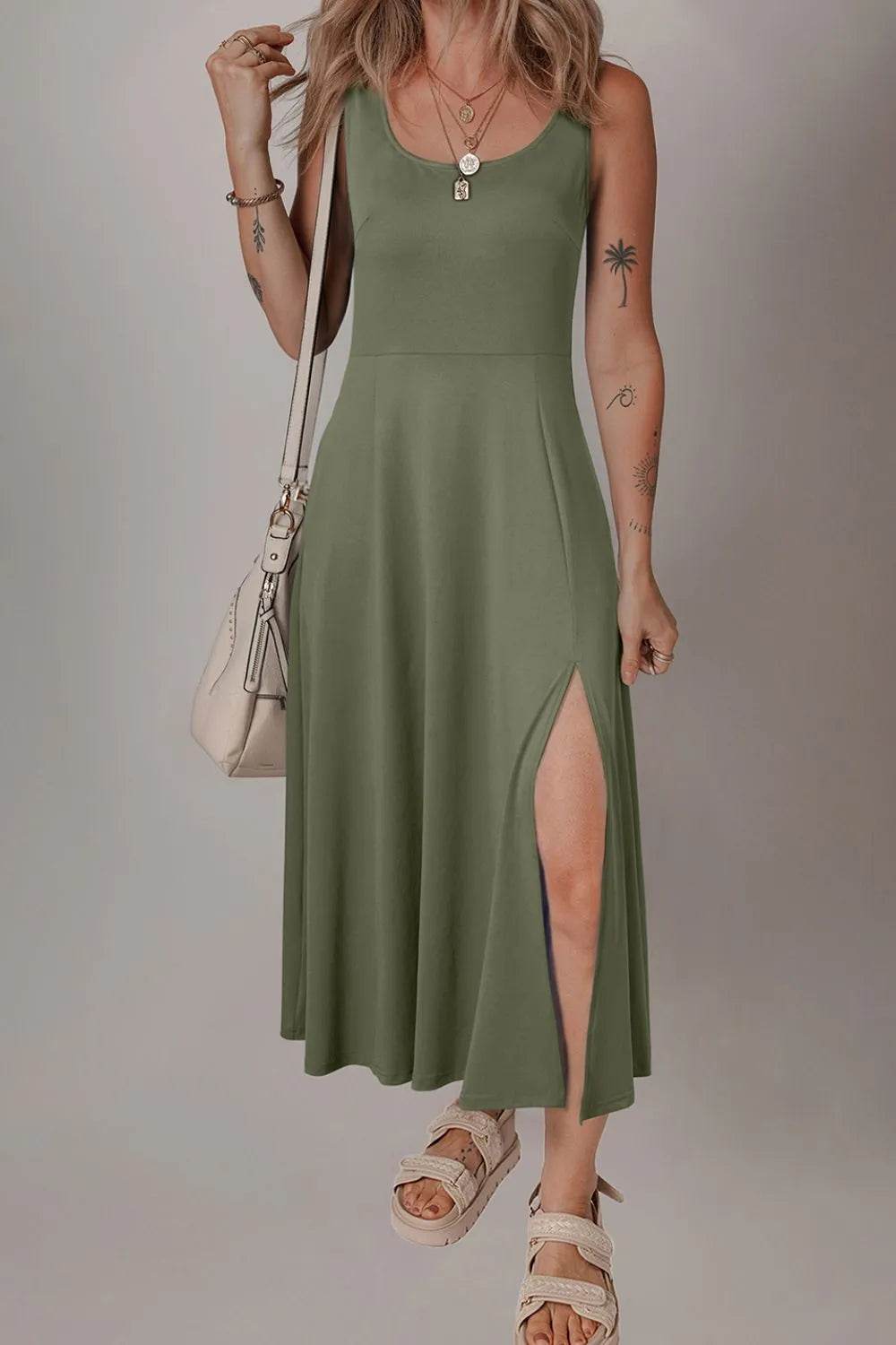Side Slit Scoop Neck Wide Strap Dress Sage Trendsi e153e0a1-2b53-453b-acb5-ad8863c5e071-Max
