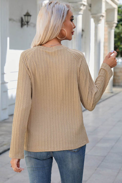 Round Neck Raglan Sleeve Ribbed Blouse Trendsi e15aeeed4e3643c8abe00c2e7a09e163-Max