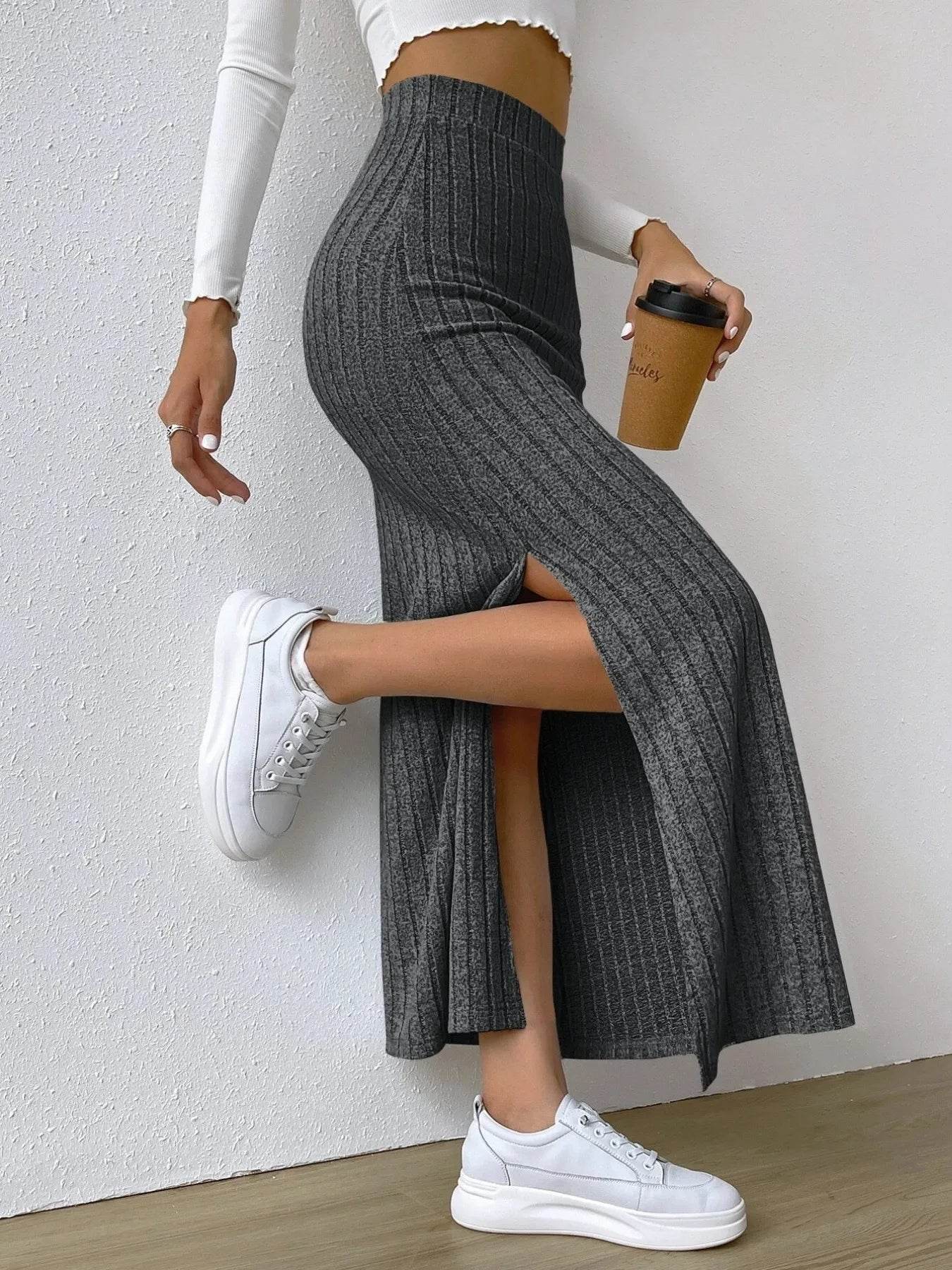 High Waist Ribbed Knit Maxi Skirt Dark Gray Trendsi e18d6a15-189a-44c1-b067-ed5347546e4f-Max-Origin
