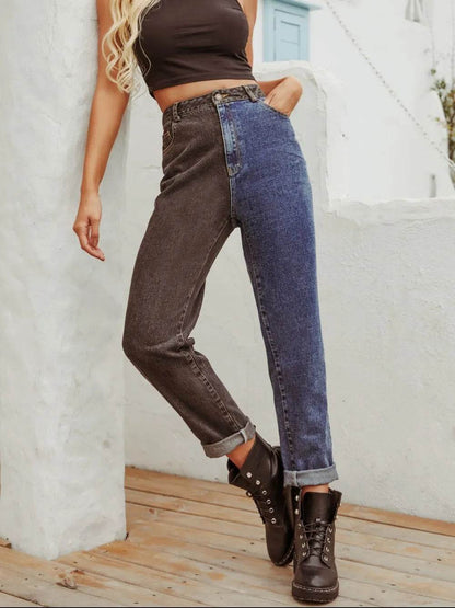 Two Tone Straight Leg Jeans Medium Trendsi e1a3df38-f791-48d7-b80e-8068fa3f9671-Max