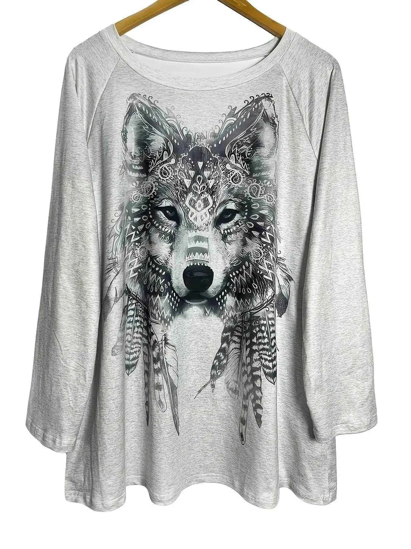 Bohemian Wolf Print Long Sleeve T-Shirt Trendsi e1a47fc305ed4984b4c29fa864137ef4-Max-Origin