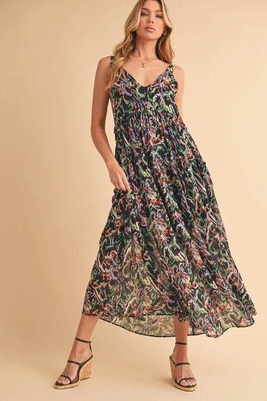 Aemi + Co Printed V-Neck Frill Tiered Cami Dress Trendsi e1a56f12-789b-4cd9-aa25-914e20313eae-Max