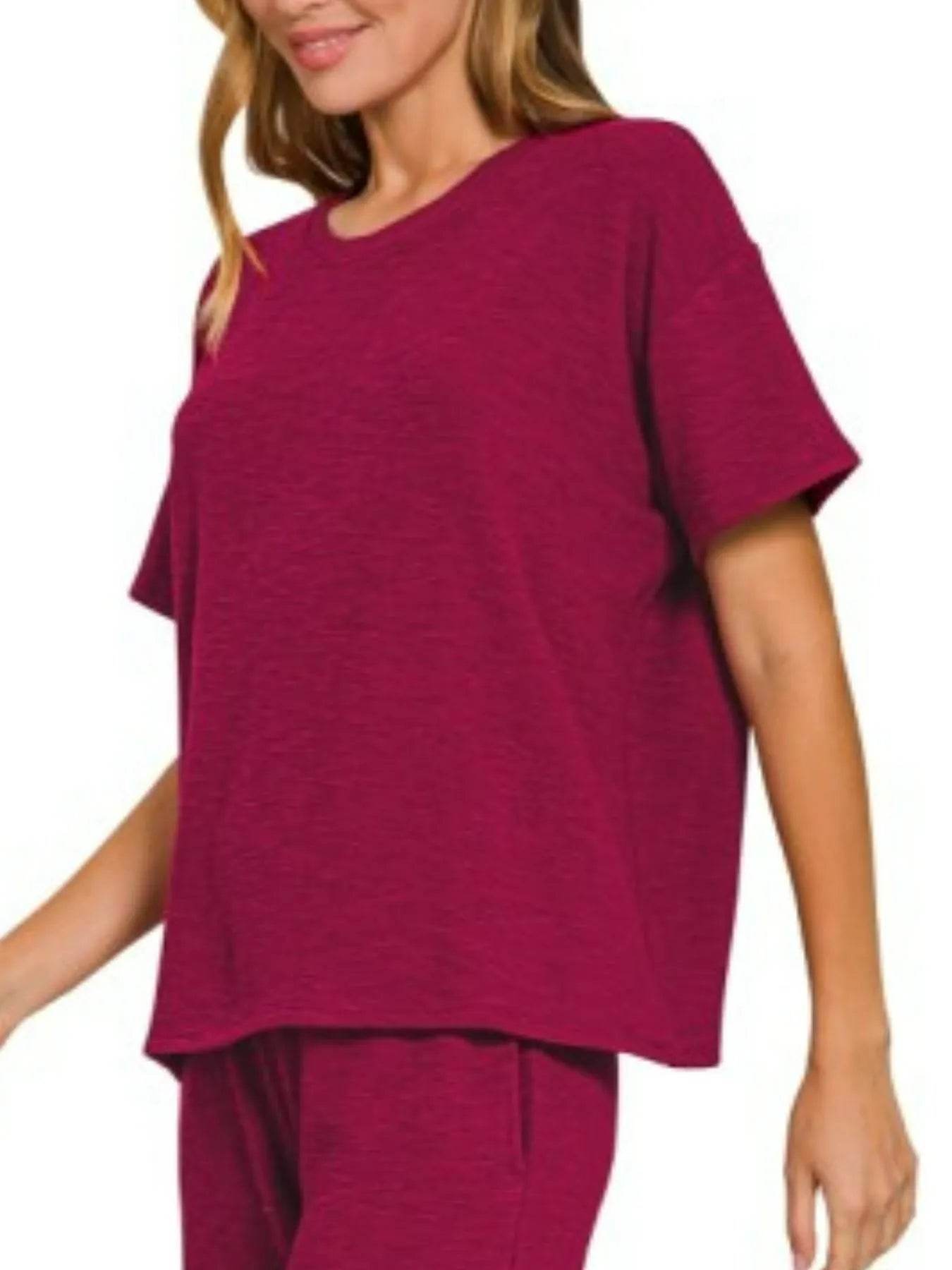 Zenana Slub Short Sleeve T-Shirt and Pants Set Trendsi e1a94233-c02c-4133-969b-d6f7b855d1b6-Max-Origin