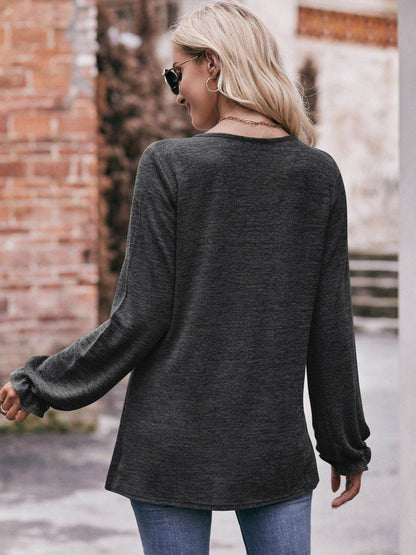 Mandy Long Flounce Sleeve Round Neck Blouse Trendsi e1c4cd9f8d284d61a17a916a5f95745b-Max