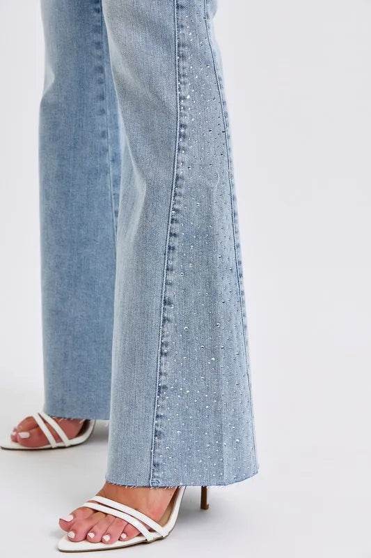 Judy Blue Full Size Mid Rise Rhinestone Side Panel Detail Flare Jeans Plus Size Trendsi e20a6a49d89e4e3aba84b324ce73a9f6-Max-Origin