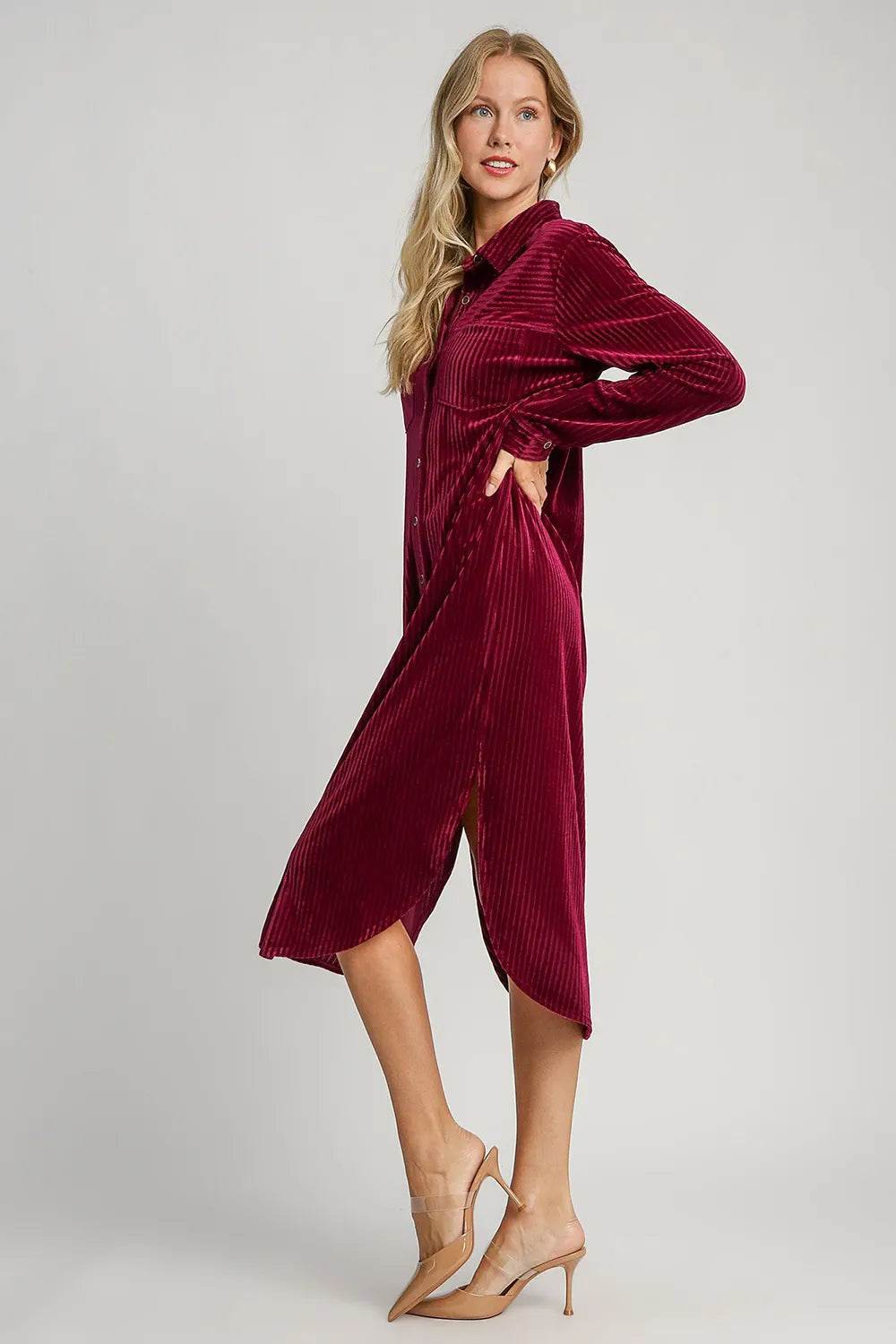 Umgee Texture Curved Hem Button Down Shirt Dress Trendsi e213a900-715c-48cc-9256-0e4346e753a0-Max