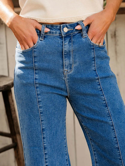 Seam Detail Flared Bottom Ankle Length Jeans Trendsi e275a32093bb46389c9b6bde7d3401f5-Max-Origin
