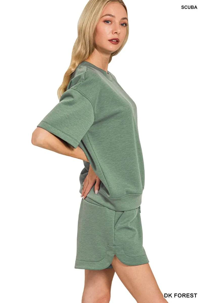 Zenana Scuba Short Sleeve Top & Shorts Set Trendsi e28f9474bed54b7a8a49a1158b2207d6-Max-Origin