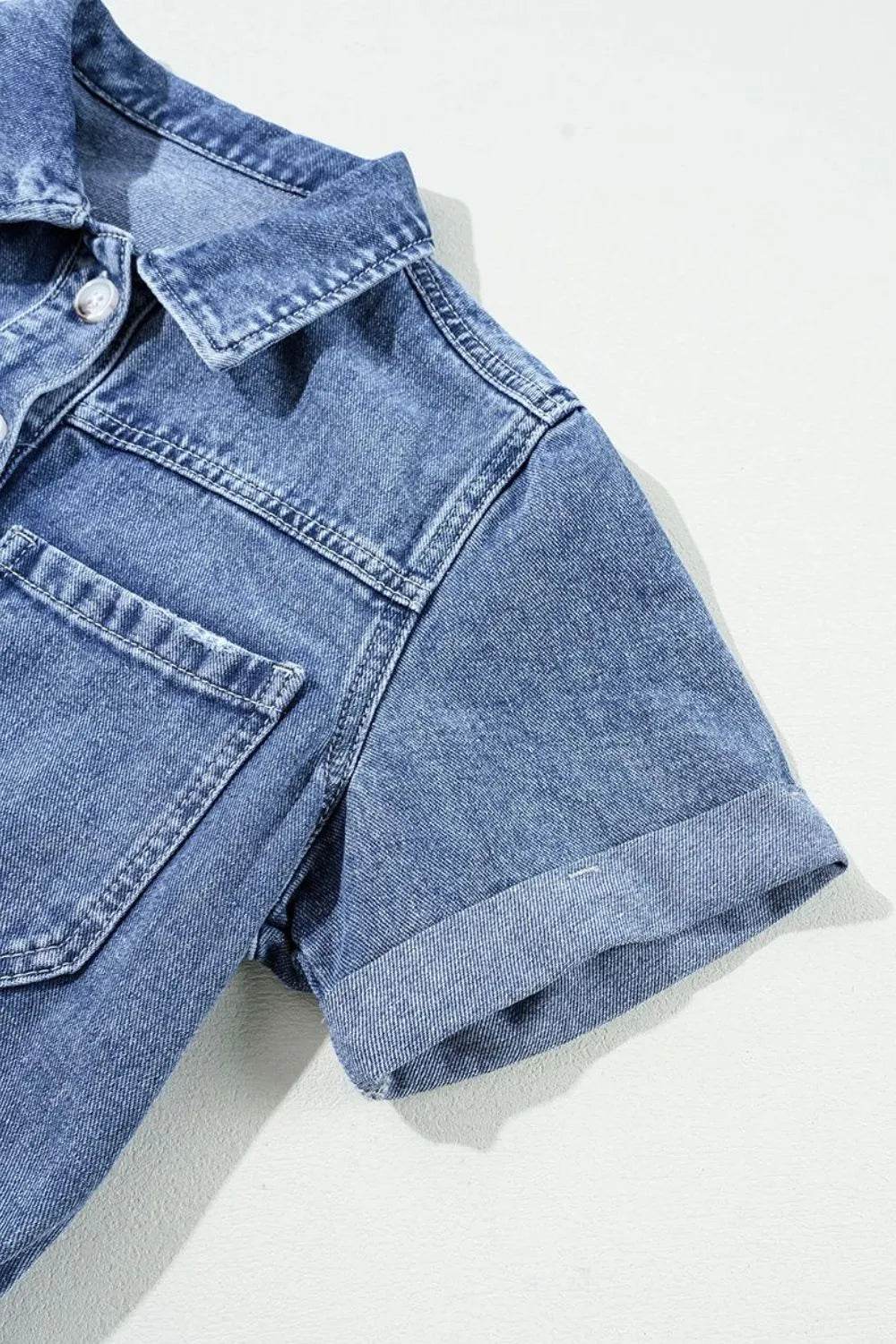 Chest Pocket Front Buttoned Folded Edge Denim Short Sleeve Romper Trendsi e2af62d3-161f-4b84-9608-6739455665b3-Max-Origin