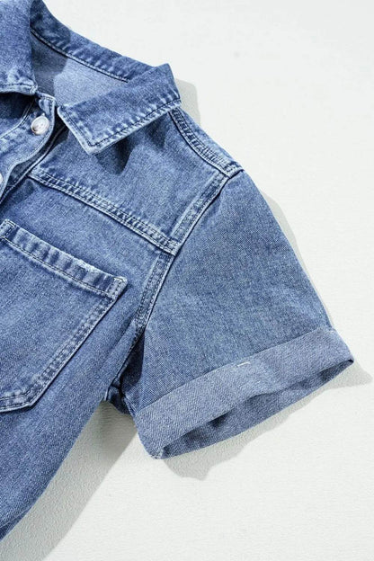 Chest Pocket Front Buttoned Folded Edge Denim Short Sleeve Romper Trendsi e2af62d3-161f-4b84-9608-6739455665b3-Max-Origin