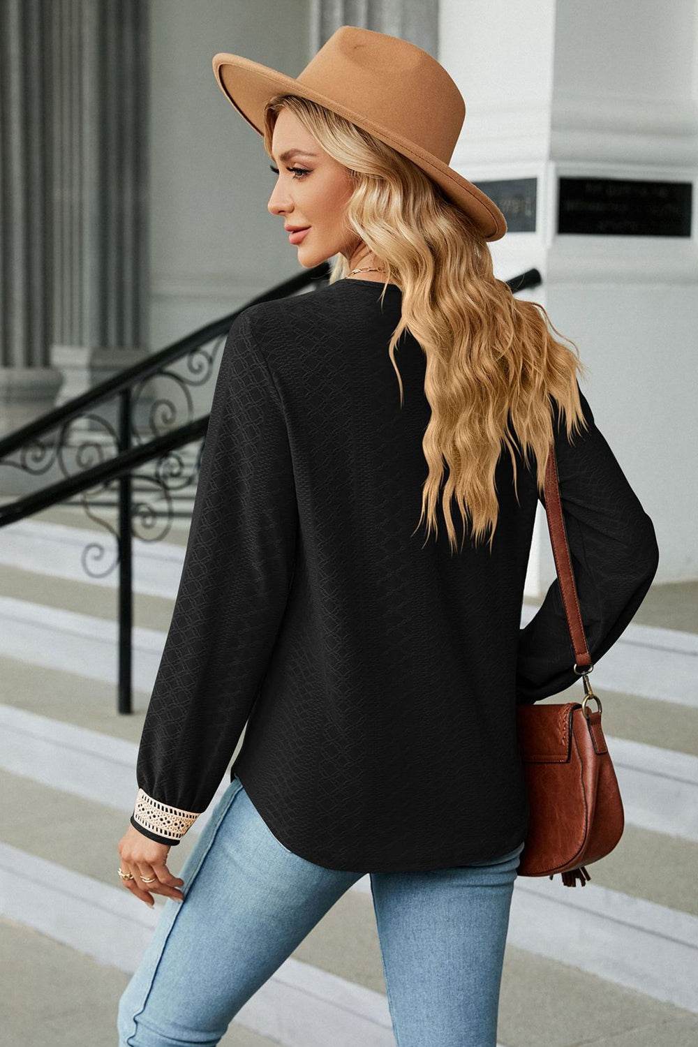 V-Neck Long Sleeve Blouse Trendsi e2f7026e43a346ef99b4c5c6c7dff4cf-Max