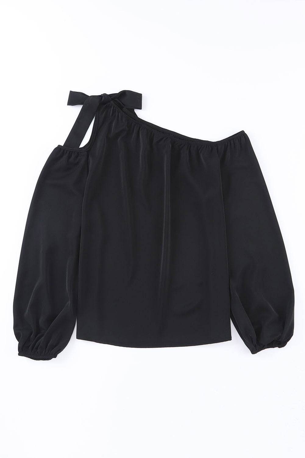Tied Asymmetrical Neck Cold-Shoulder Blouse Trendsi e2fae9511055420ca158815223744803-Max
