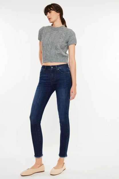 Kancan High-Rise Slim Fit Raw Hem Ankle Jeans Trendsi e2fbc9f695f64db8aeea409edee6a2e6-Max-Origin