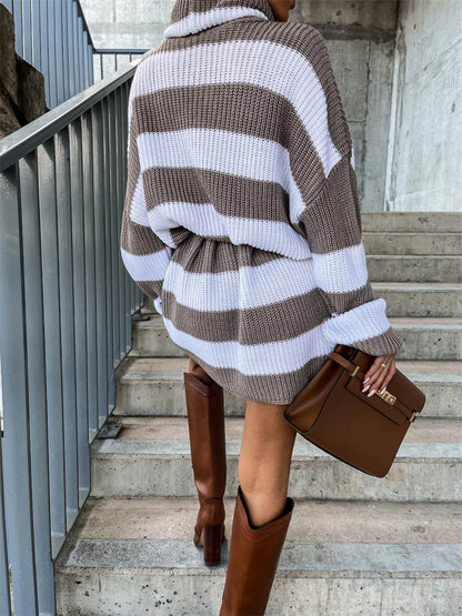 Striped Turtleneck Sweater Dress Trendsi e30a25019227477eaa25b25d325be17c-Max