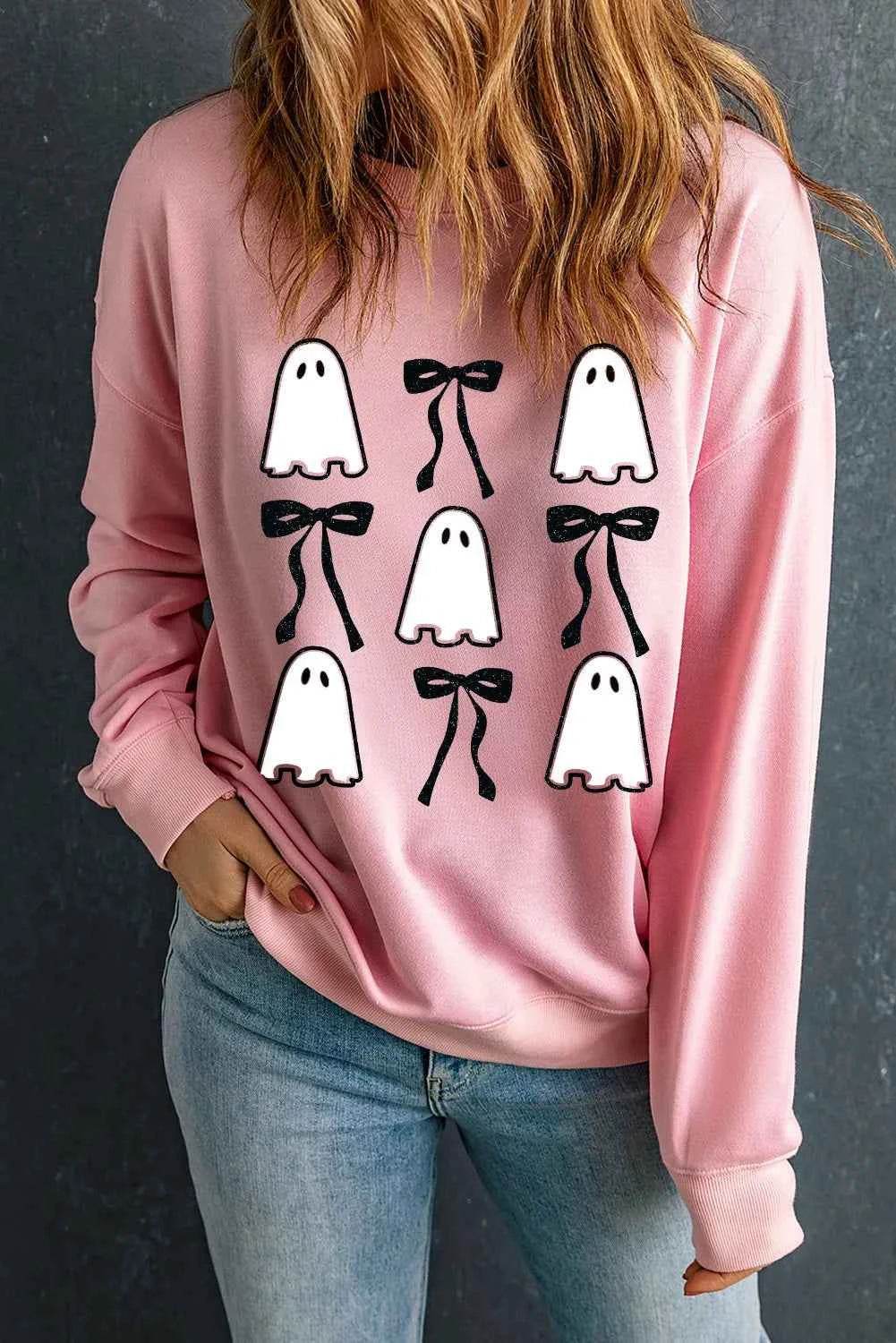Ghost & Bow Round Neck Long Sleeve Sweatshirt Blush Pink Trendsi e30eaf6f-36b4-4aea-90c5-07cc566fcd68-Max