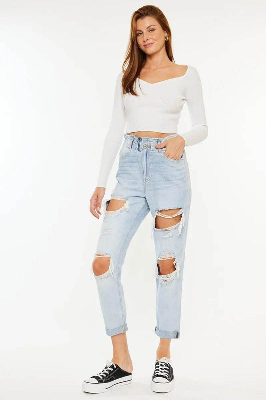Kancan Open Pack Paperbag Mom Jeans LIGHT Trendsi e33aead5970d4c0b8a482459d6908836-Max-Origin