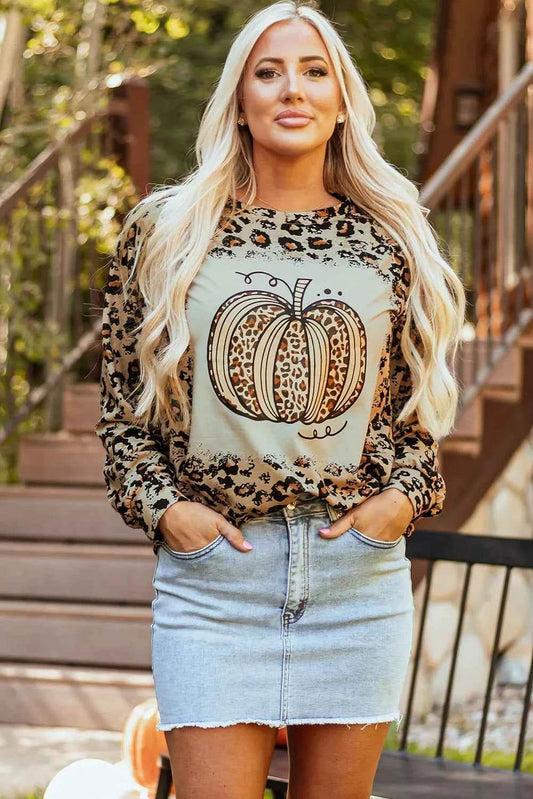 Pumpkin Graphic Leopard Round Neck Long Sleeve Sweatshirt Trendsi e34bdee0-8c0a-4302-a9ad-966de90df9e4-Max