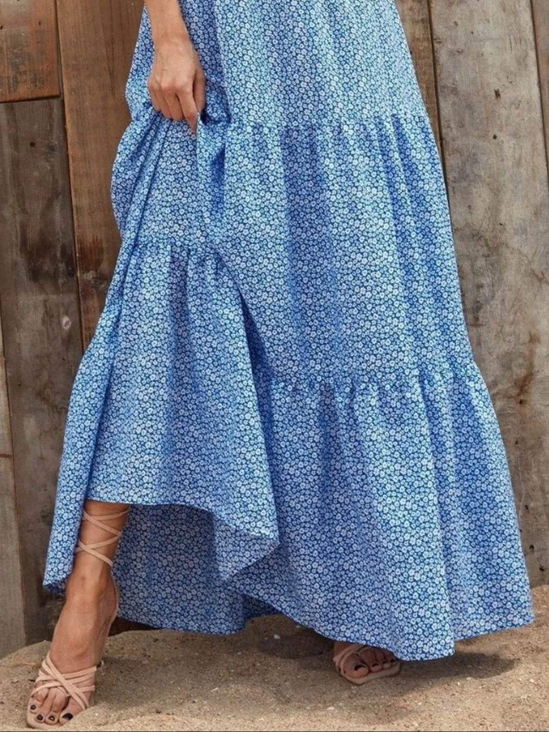 Printed V-Neck Ruffled Cap Sleeve Maxi Dress Trendsi e3784200-ceaf-4e04-9025-ece8c5ba1422-Max-Origin
