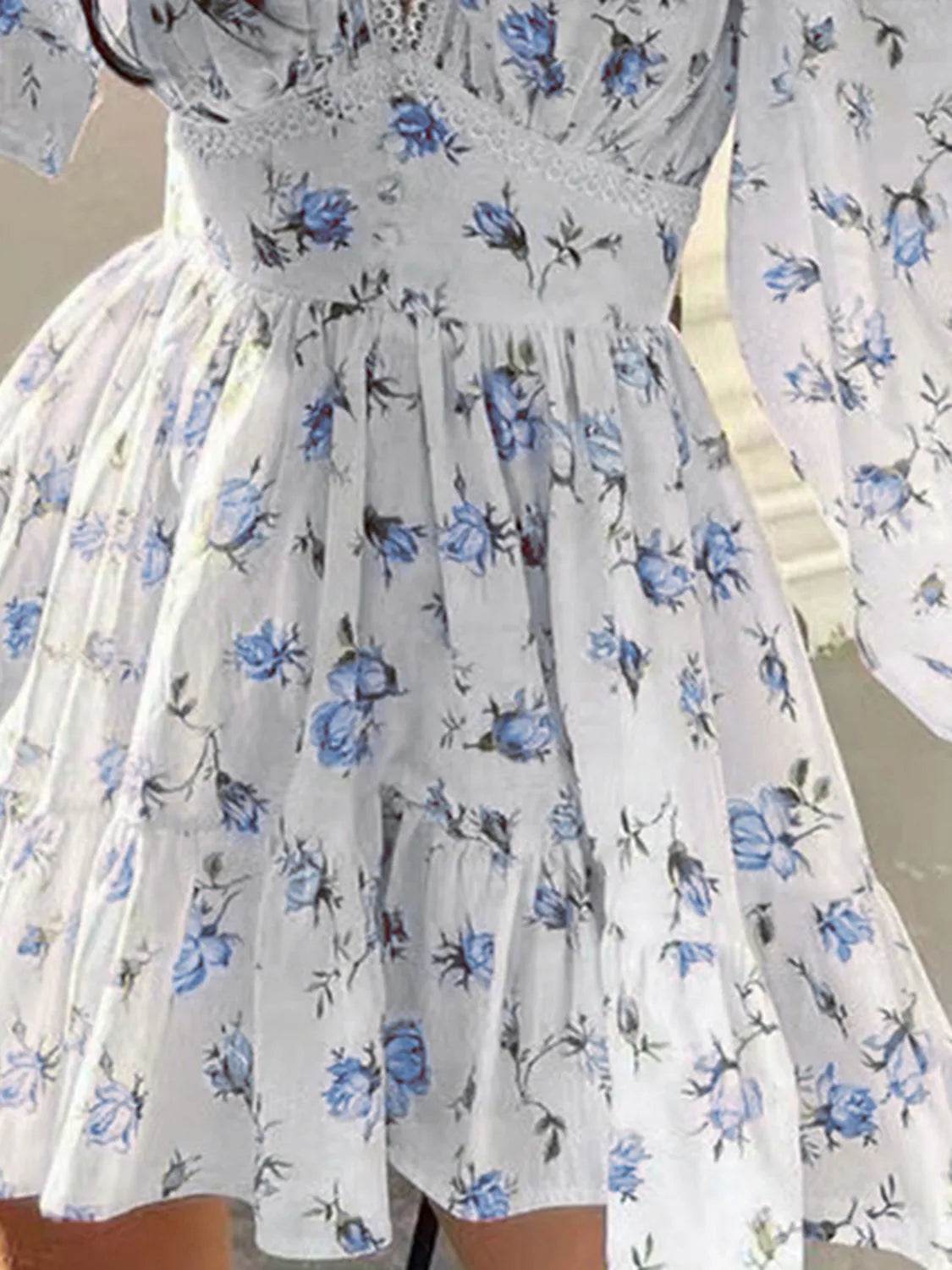 Lace Detail V-Neck Balloon Sleeve Dress Trendsi e38a21d2-a276-479f-89b5-671235737fa9-Max-Origin