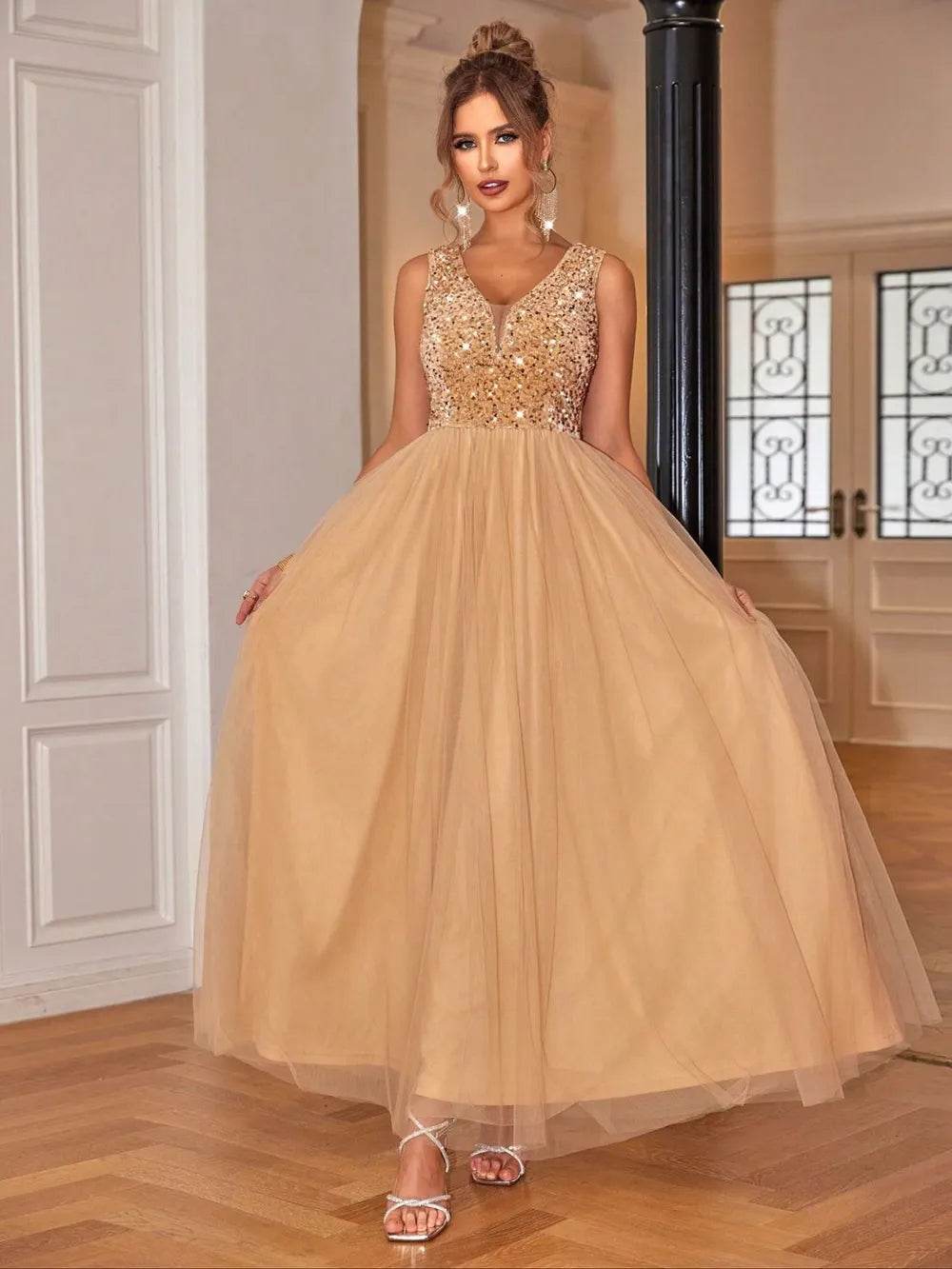 Sequin V-Neck Sleeveless Dress Trendsi e39c759f-4830-40df-8faa-ce2d4891c7a1-Max
